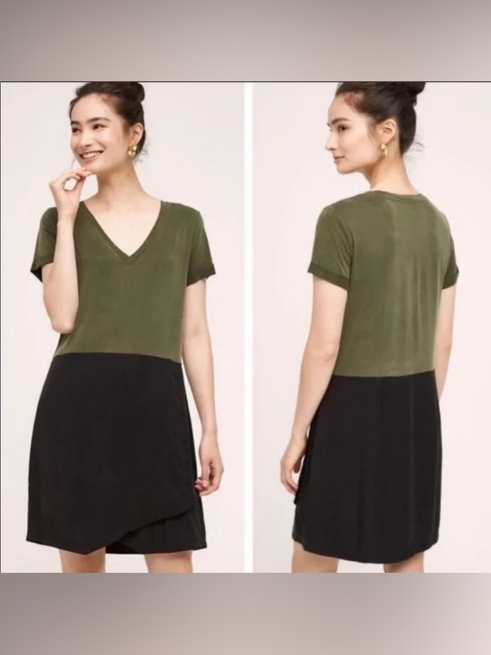 Anthropologie Dolan Left Coast Colorblock Horizon Shift Mini Dress Green